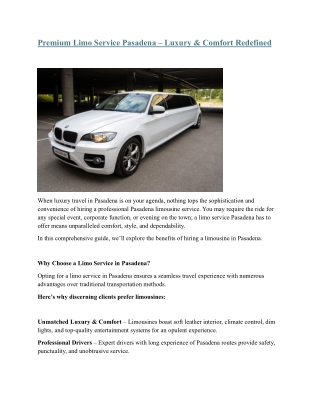 premium limo service pasadena luxury comfort