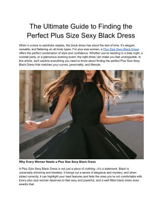 The Ultimate Guide to Finding the Perfect Plus Size Sexy Black Dress