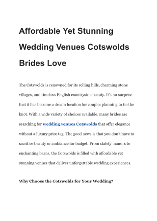 Affordable Yet Stunning Wedding Venues Cotswolds Brides Love