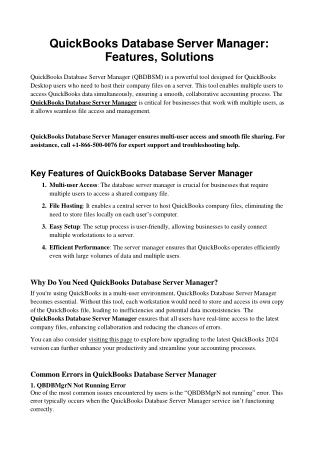 quickbooks database server manager features