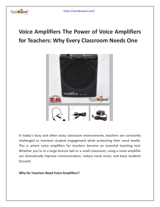 Voice AmplifiersThe Power of Voice Amplifiers for Teachers: Why Every Classroom