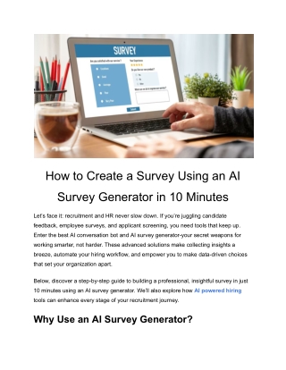 How to Create a Survey Using an AI Survey Generator in 10 Minutes