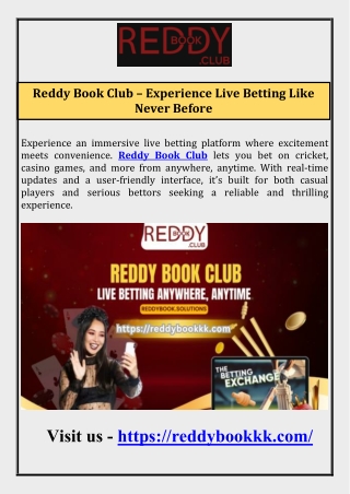 Reddy Book Club – Experience Live Betting Like Never Before