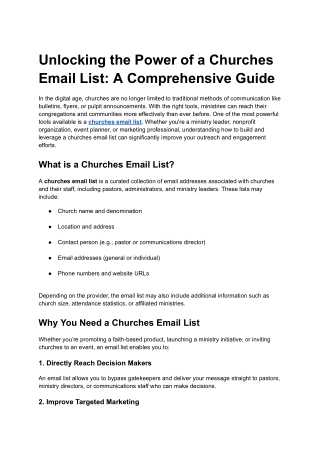 Unlocking the Power of a Churches Email List: A Comprehensive Guide