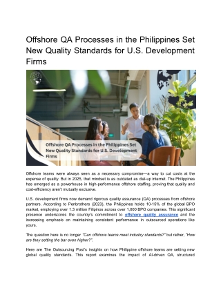 offshore qa processes in the philippines
