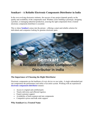 Semikart  A Reliable Electronic Components Distributor in India