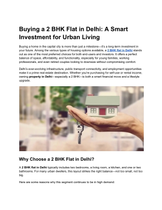 Buying a 2 BHK Flat in Delhi A Smart Investment for Urban Living