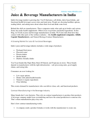 Juice & Beverage Manufacturers in India