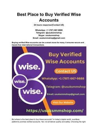 Best Place to Buy Verified Wise Accounts