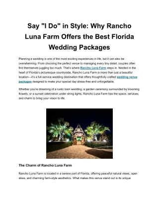 The Farmstead Wedding Venue of Your Dreams – Rancho Luna Farm