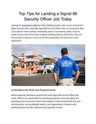 Top Tips for Landing a Signal 88 Security Officer Job Today