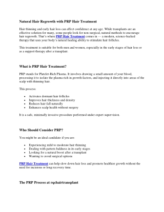 PRP Hair Treatment