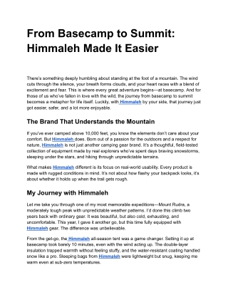 From Basecamp to Summit: Himmaleh Made It Easier