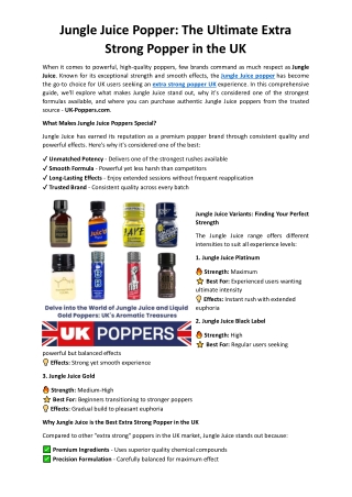 The Ultimate Extra Strong Popper in the UK