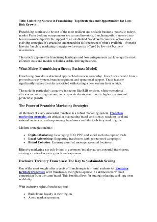 franchise marketing strategies