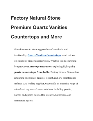 Factory Natural Stone Premium Quartz Vanities Countertops and More