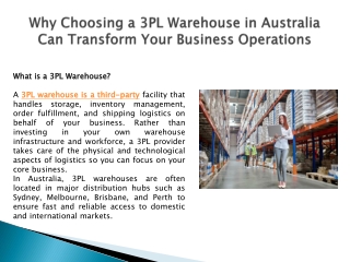 Why Choosing a 3PL Warehouse in Australia