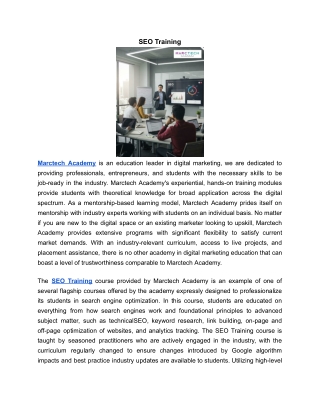 SEO Training | MARCTECH ACADEMY