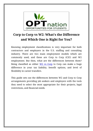 corp to corp vs w2 what s the difference
