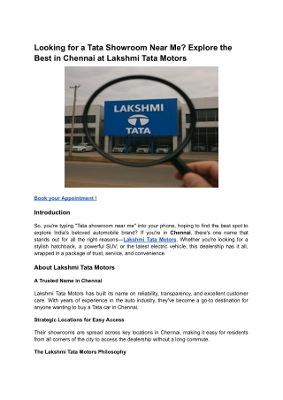 Looking for a Tata Showroom Near Me? Explore the Best in Chennai at Lakshmi Tata