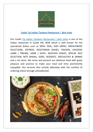 Castle Taj Indian Tandoori Restaurant | Best Indian Takeaway