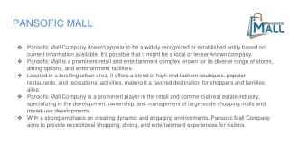 PANSOFIC MALL- E-Commerce Platform