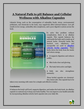 A Natural Path to pH Balance and Cellular Wellness with Alkaline Capsules