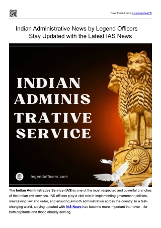 Indian Administrative News by Legend Officers — Stay Updated with the Latest IAS
