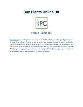 Buy Plants Online UK | Plants Galore UK