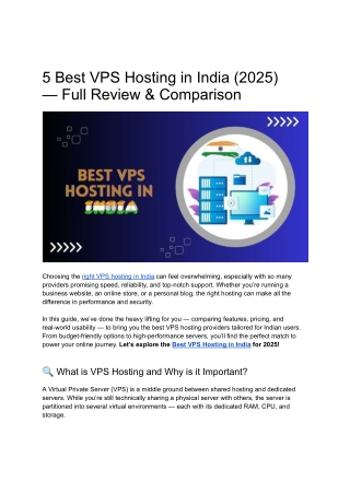 Affordable and Reliable VPS Hosting in India – Top Picks
