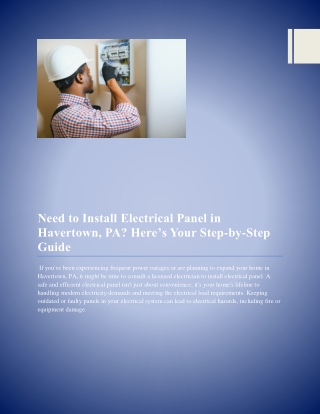Need to Install Electrical Panel in Havertown, PA - Here's Your Step-by-Step Guide