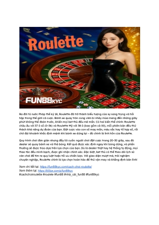 Khám phá cách chơi Roulette đơn giản, uy tín tại Fun88 Kyc