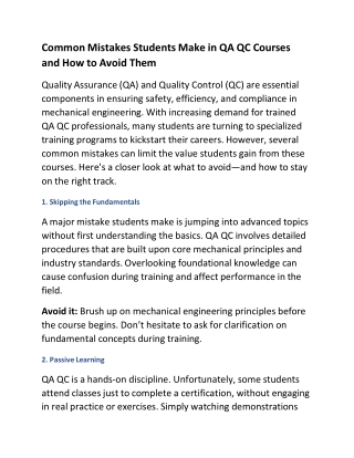 mechanical QA QC courses in Trivandrum (1)
