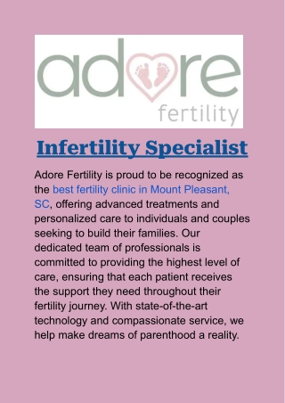 Infertility Specialist in Mount Pleasant, SC: Your Path to Parenthood