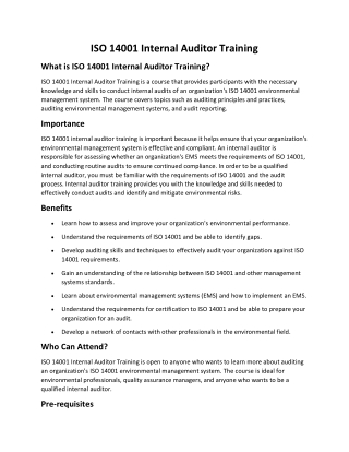 iso 14001 internal auditor training