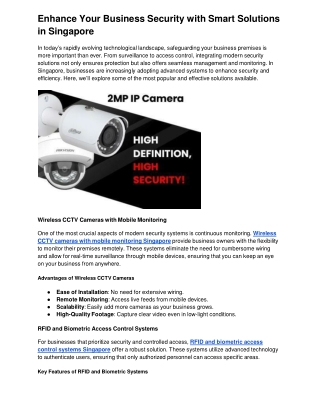 Wireless CCTV cameras with mobile monitoring Singapore