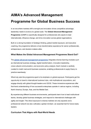 Transform Your Career with AIMA’s Post Graduate Diploma in Management