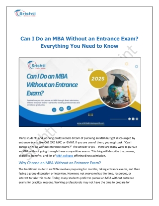Can I Do an MBA Without an Entrance Exam