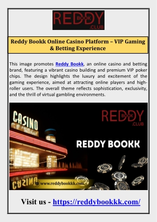 Reddy Bookk Online Casino Platform – VIP Gaming & Betting Experience