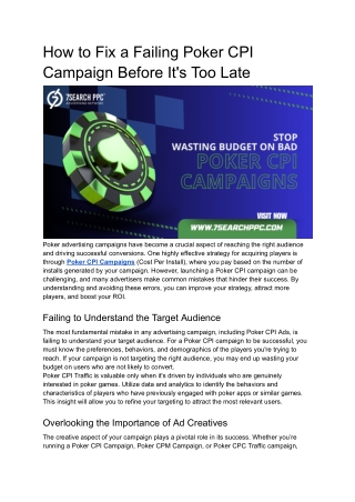 How to Fix a Failing Poker CPI Campaign Before It's Too Late