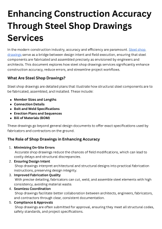 Enhancing Construction Accuracy Through Steel Shop Drawings Services