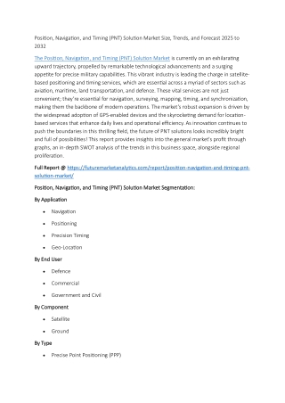 PNT Solution Industry: Key Players and Opportunities