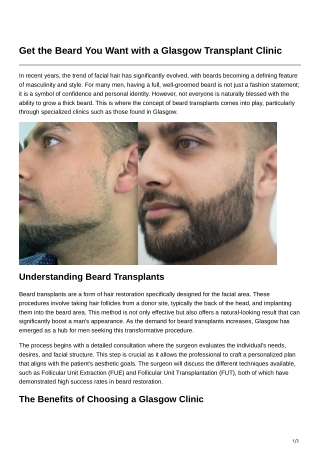 Get the Beard You Want with a Glasgow Transplant Clinic