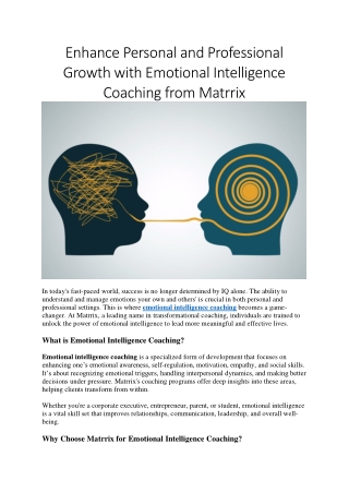 Master Emotional Intelligence Coaching with Matrrix