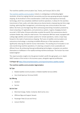 Maritime Satellite Market: Global Trends and Forecast 2025