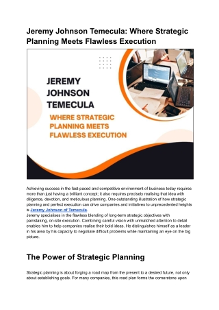 From Strategy to Success: Jeremy Johnson Temecula's Approach to Flawless Executi