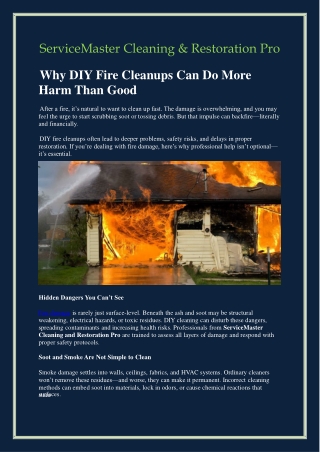 Why DIY Fire Cleanups Can Do More Harm Than Good