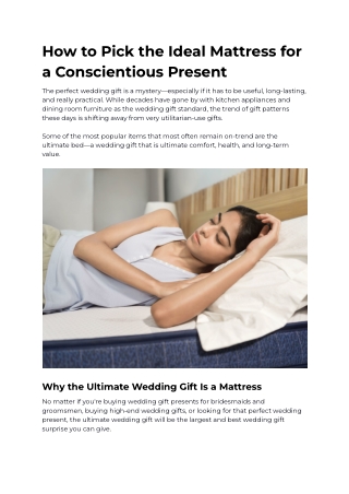 How to Pick the Ideal Mattress for a Conscientious Present