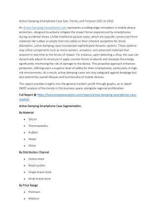 Active Damping Smartphone Case Market Size and Growth
