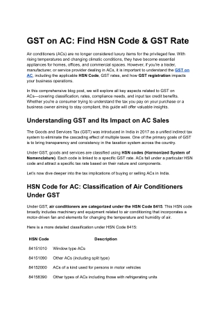 GST on AC in India – HSN Code & Tax Slabs